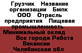 Грузчик › Название организации ­ Бмпк, ООО › Отрасль предприятия ­ Пищевая промышленность › Минимальный оклад ­ 20 000 - Все города Работа » Вакансии   . Челябинская обл.,Златоуст г.